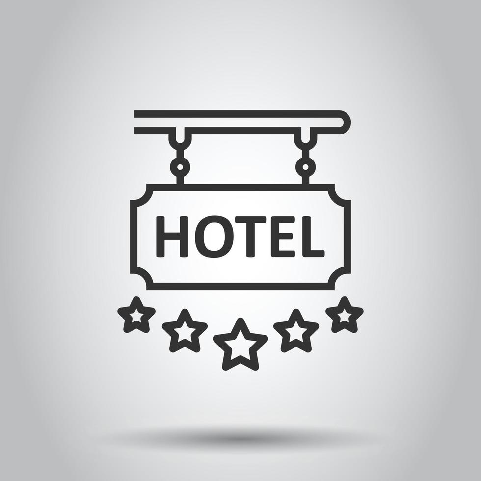 Hotel 5 stars sign icon in flat style. Inn vector illustration on white isolated background. Hostel room information business concept.