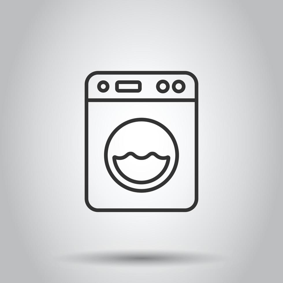 Washing machine icon in flat style. Washer vector illustration on white isolated background. Laundry business concept.