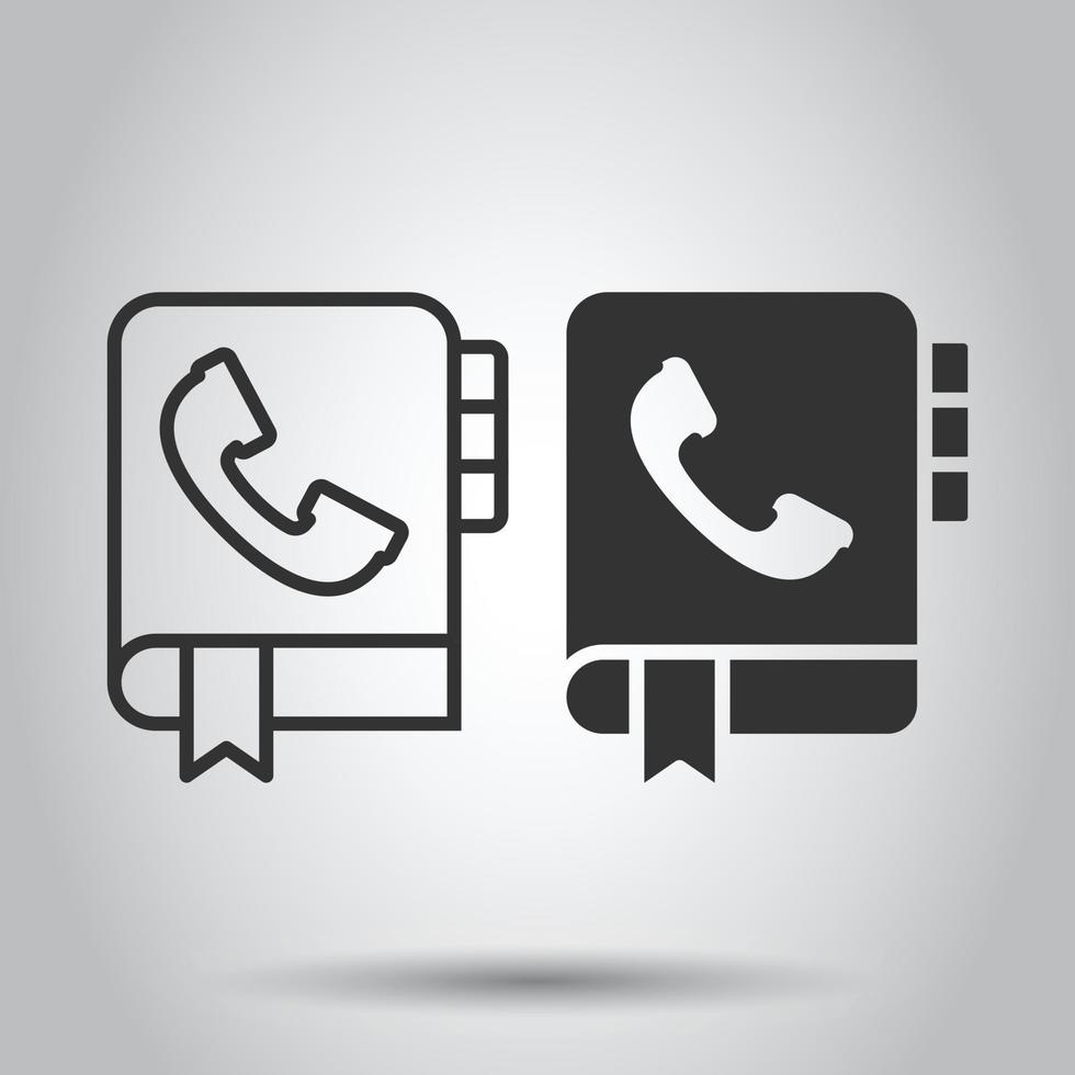 Address phone book icon in flat style. Telephone notebook vector illustration on white isolated background. Hotline contact business concept.