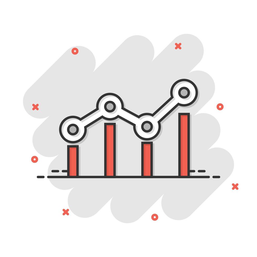 Benchmark measure icon in comic style. Dashboard rating vector cartoon illustration on white isolated background. Progress service business concept splash effect.