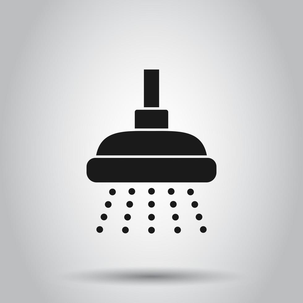 Shower sign icon in flat style. Bathroom water device vector illustration on isolated background. Wash business concept.