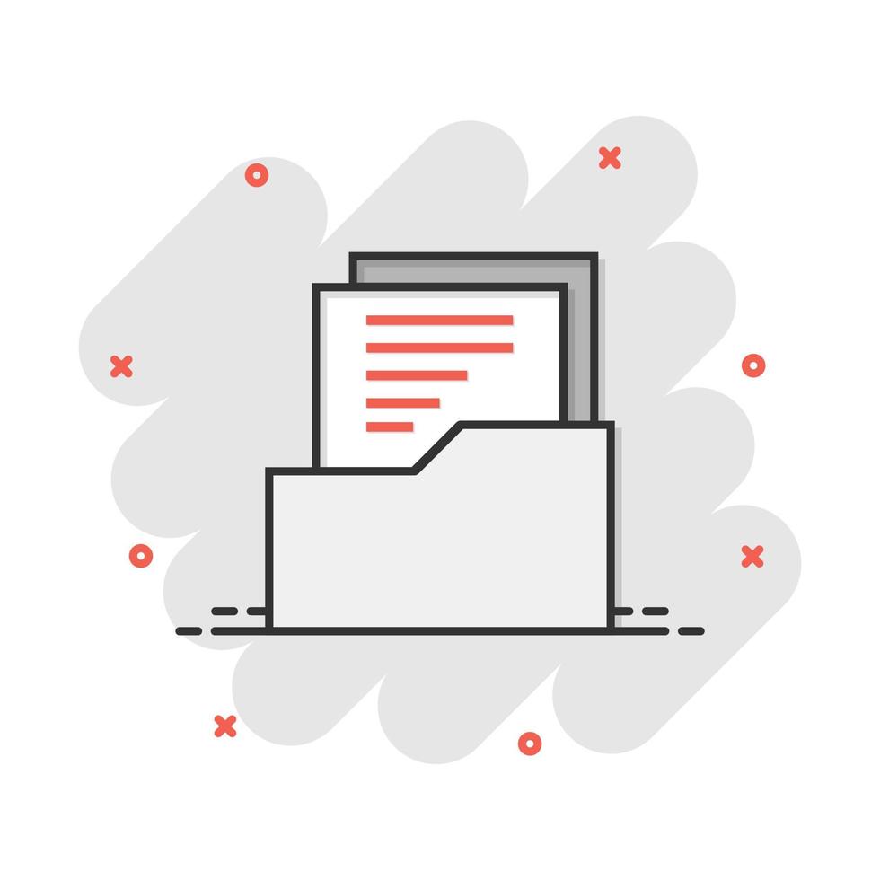 Vector cartoon document icon in comic style. Archive data file sign illustration pictogram. Document business splash effect concept.