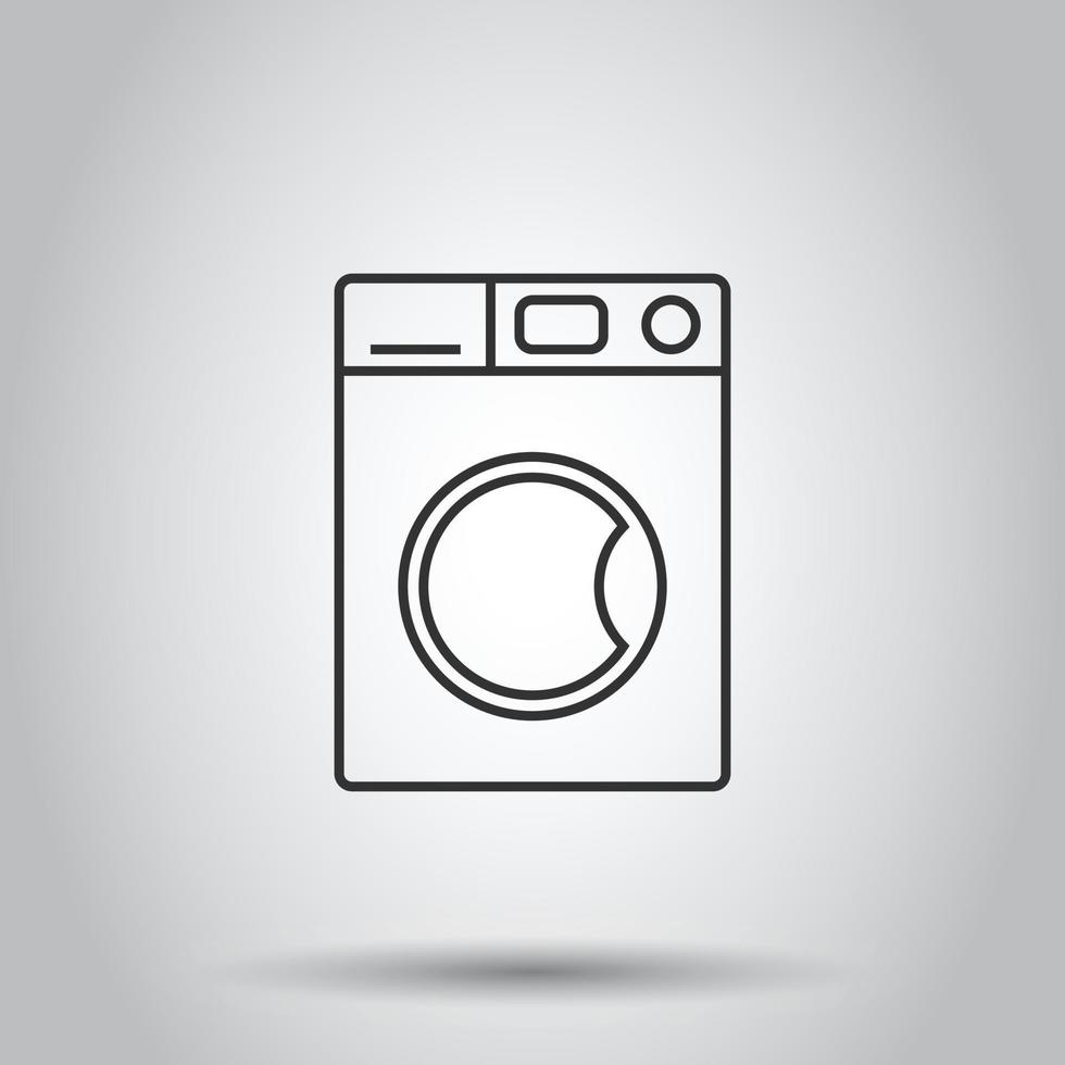 Washing machine icon in flat style. Washer vector illustration on white isolated background. Laundry business concept.