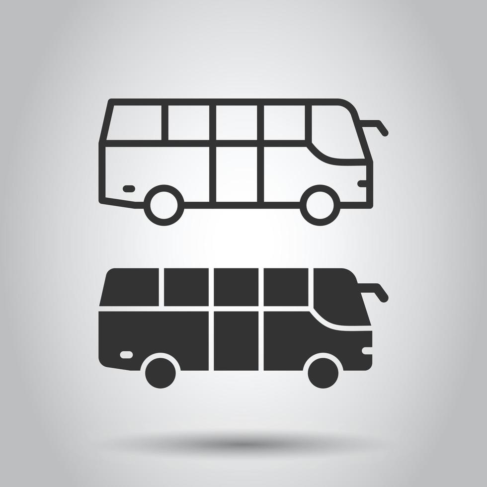 Bus icon in flat style. Coach vector illustration on white isolated background. Autobus vehicle business concept.