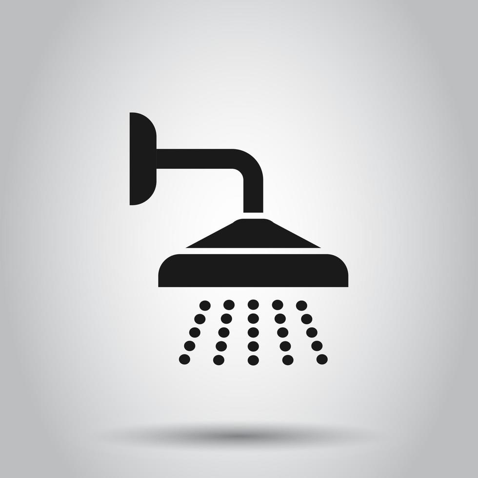 Shower sign icon in flat style. Bathroom water device vector illustration on isolated background. Wash business concept.