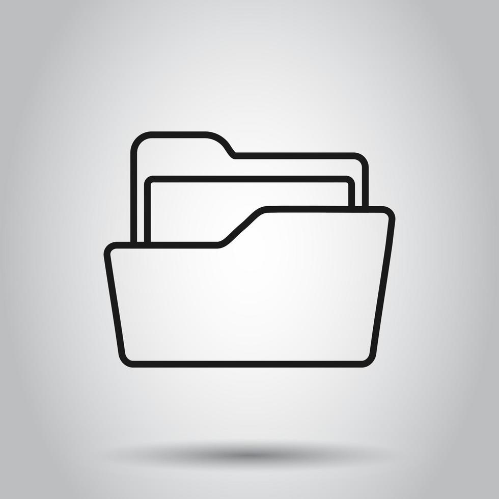 File folder icon in flat style. Documents archive vector illustration on isolated background. Storage business concept.