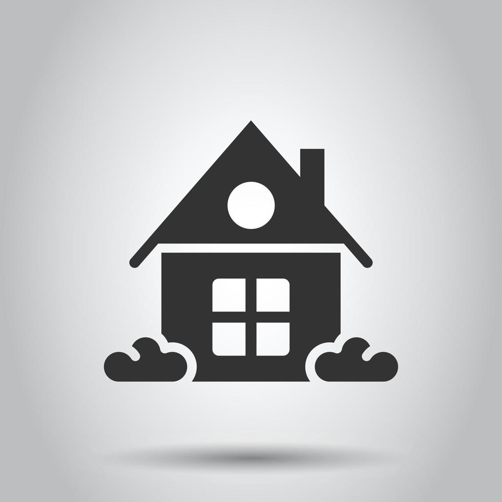 Building icon in flat style. Home vector illustration on white isolated background. House business concept.