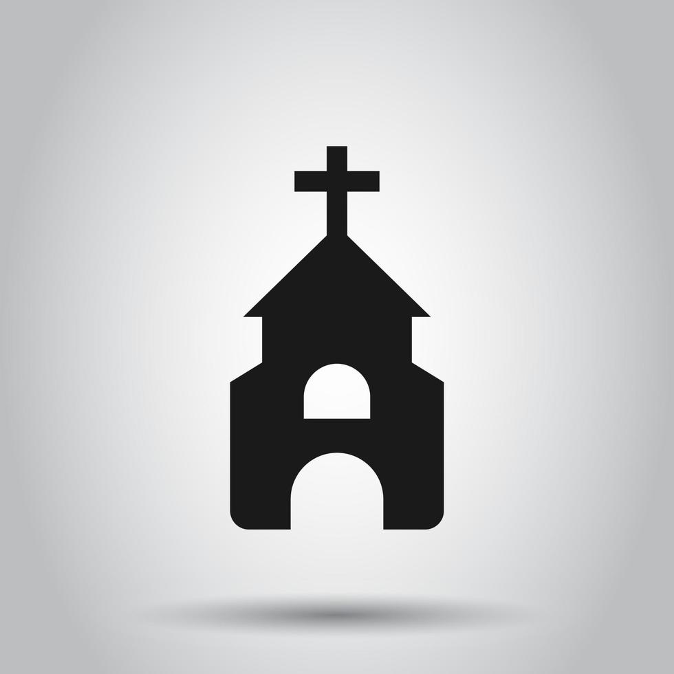 Church icon in flat style. Chapel vector illustration on isolated background. Religious building business concept.