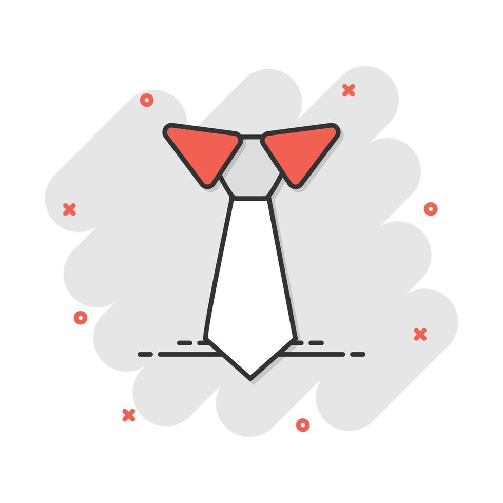 Vector cartoon tie icon in comic style. Necktie sign illustration pictogram. Tie business splash effect concept.