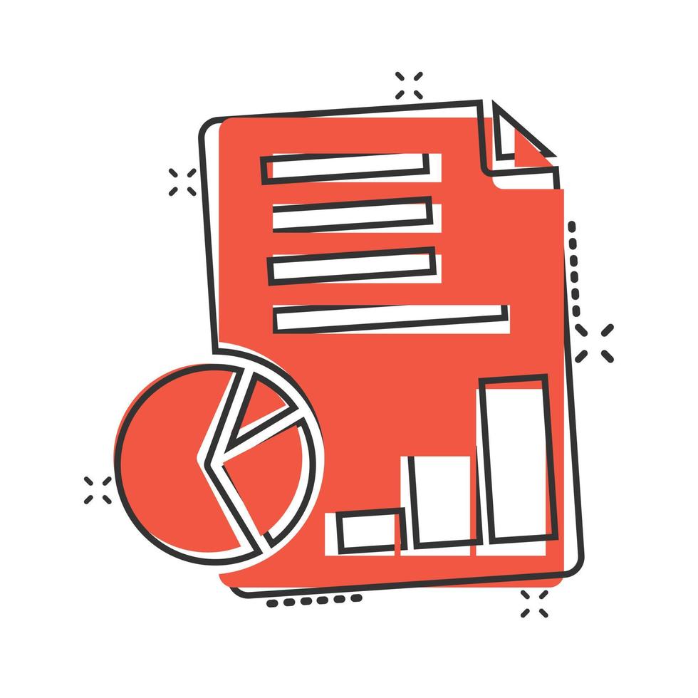 Financial statement icon in comic style. Document cartoon vector illustration on white isolated background. Report splash effect business concept.