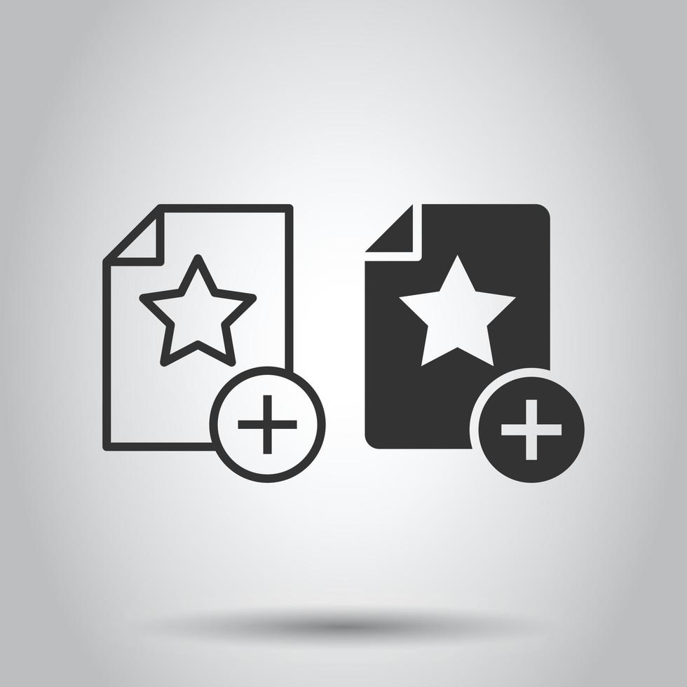 Document with star icon in flat style. Wish list vector illustration on white isolated background. Favorite purchase business concept.