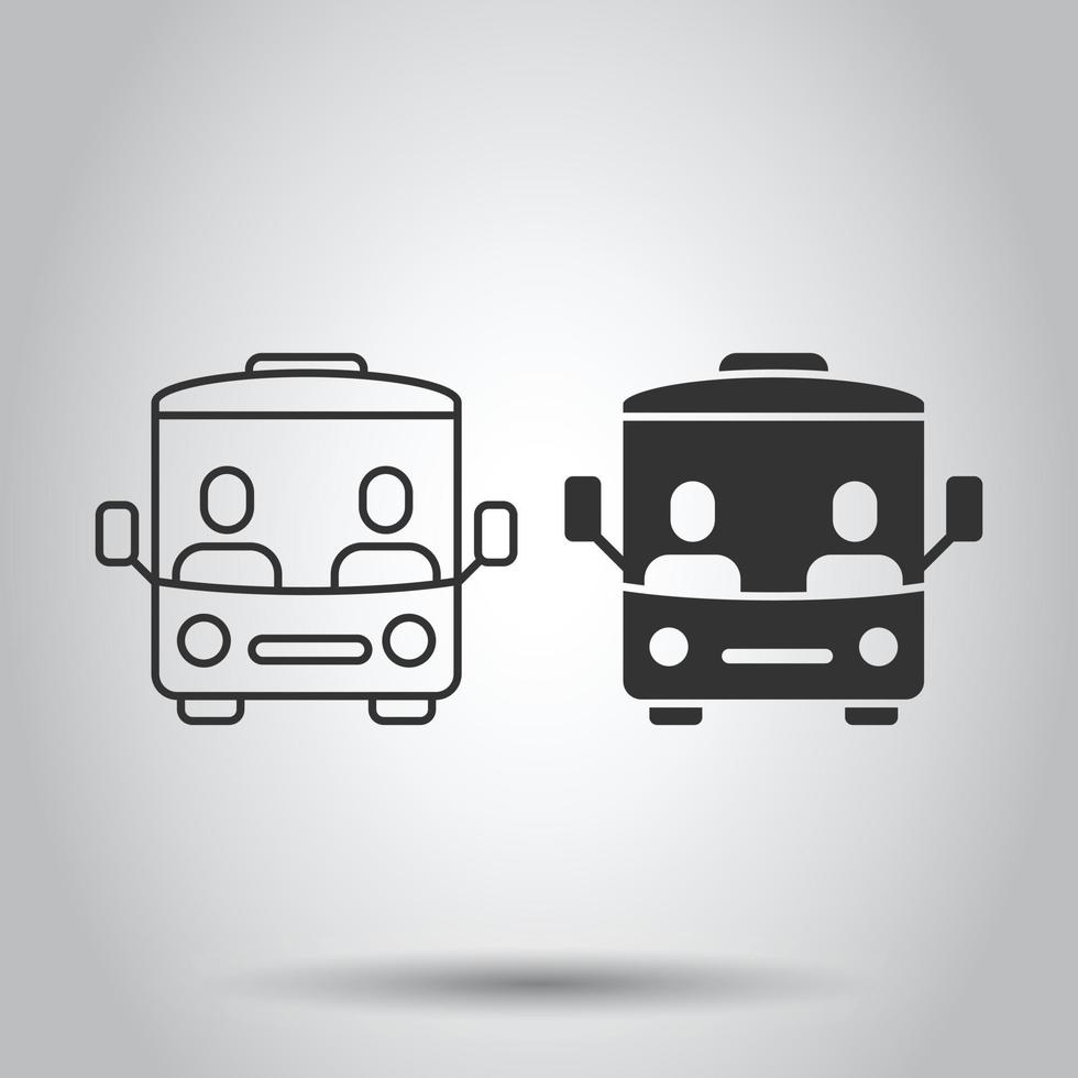 Bus icon in flat style. Coach vector illustration on white isolated background. Autobus vehicle business concept.