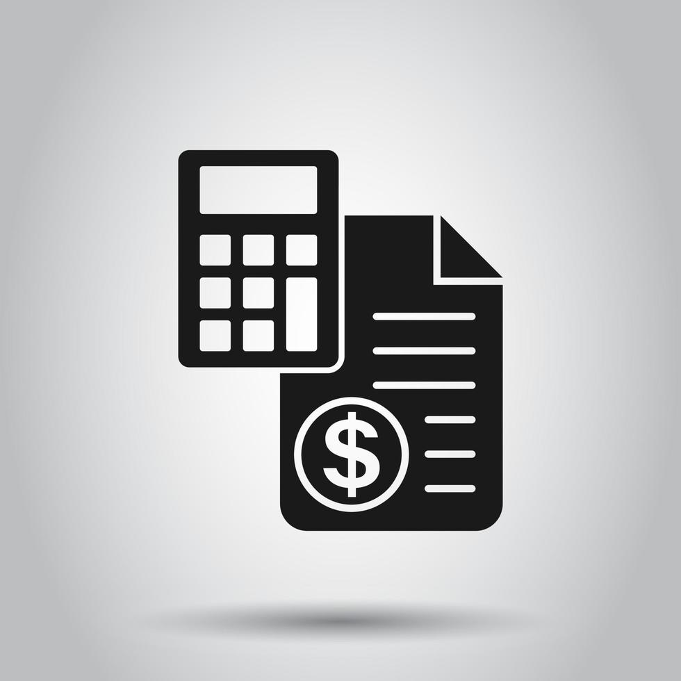 Money calculation icon in flat style. Budget banking vector illustration on isolated background. Financial payment business concept.