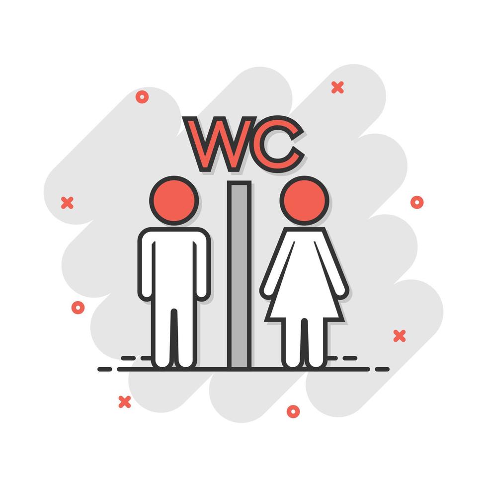 Vector cartoon man and woman icon in comic style. People sign illustration pictogram. WC toilet business splash effect concept.