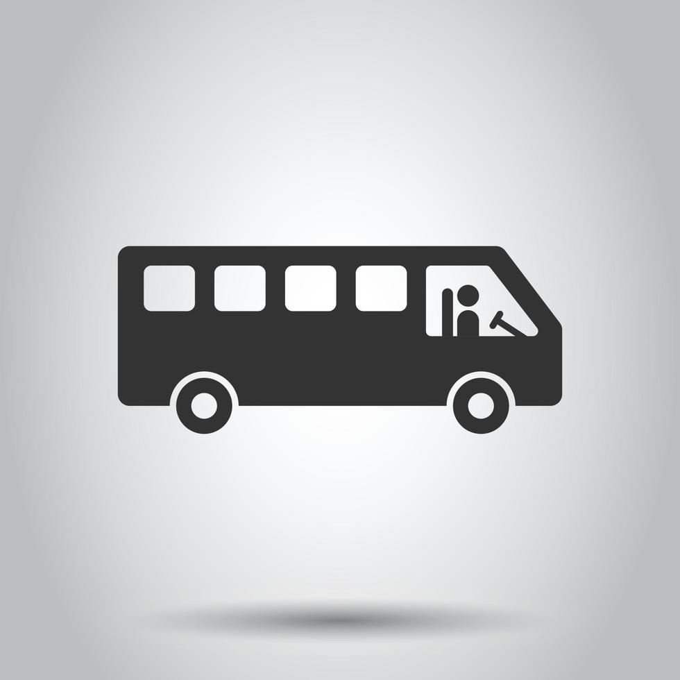 Bus icon in flat style. Coach vector illustration on white isolated background. Autobus vehicle business concept.