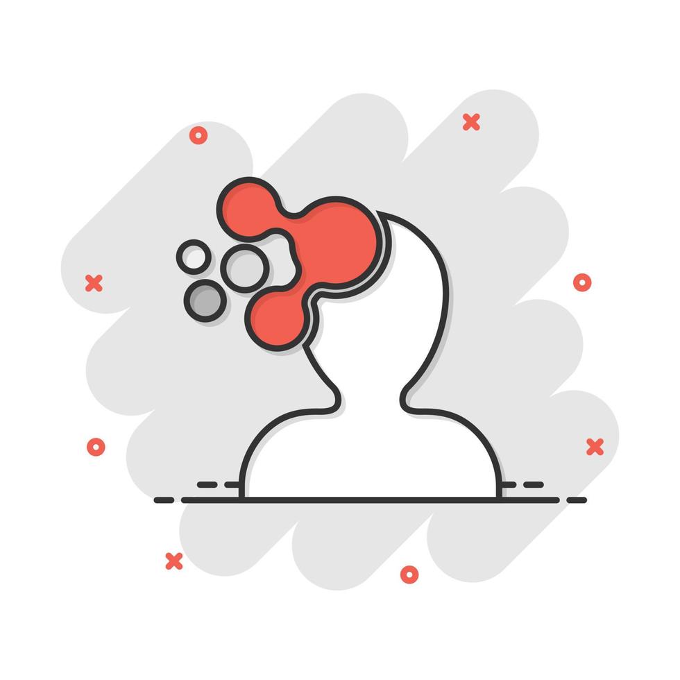 Mind people icon in comic style. Human frustration vector cartoon illustration pictogram. Mind thinking business concept splash effect.