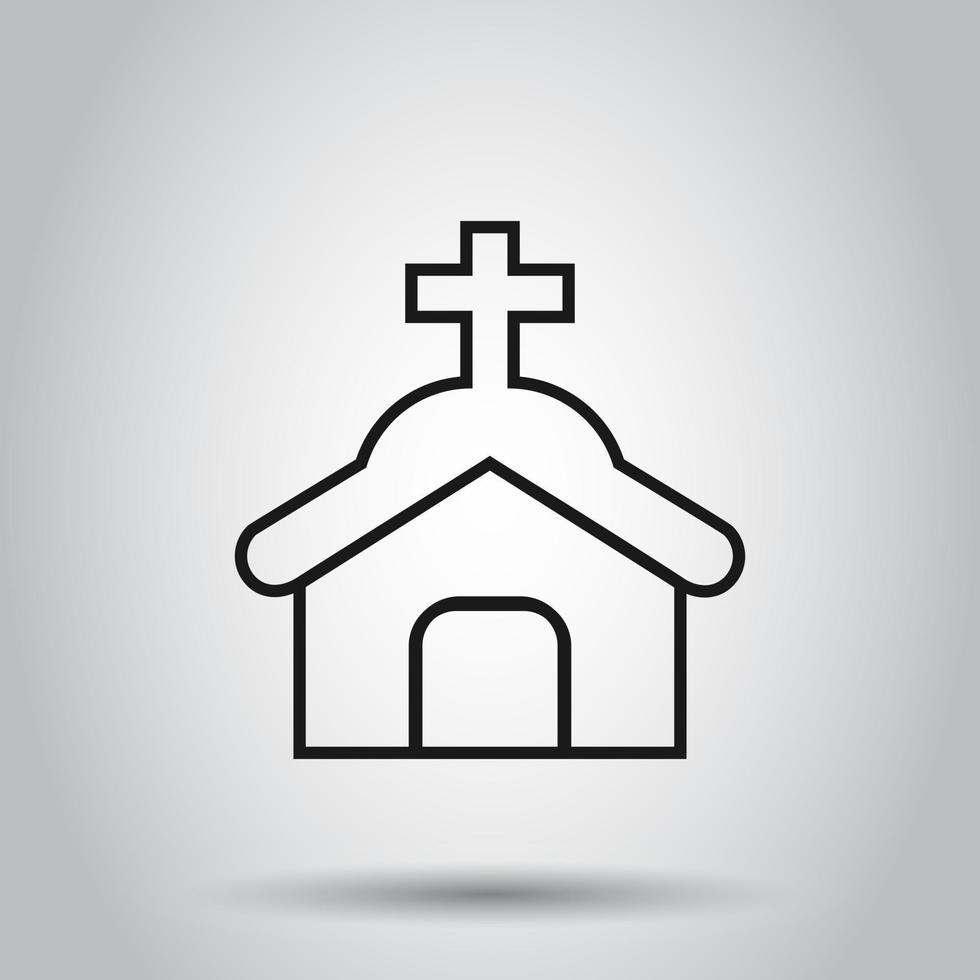 Church icon in flat style. Chapel vector illustration on isolated background. Religious building business concept.