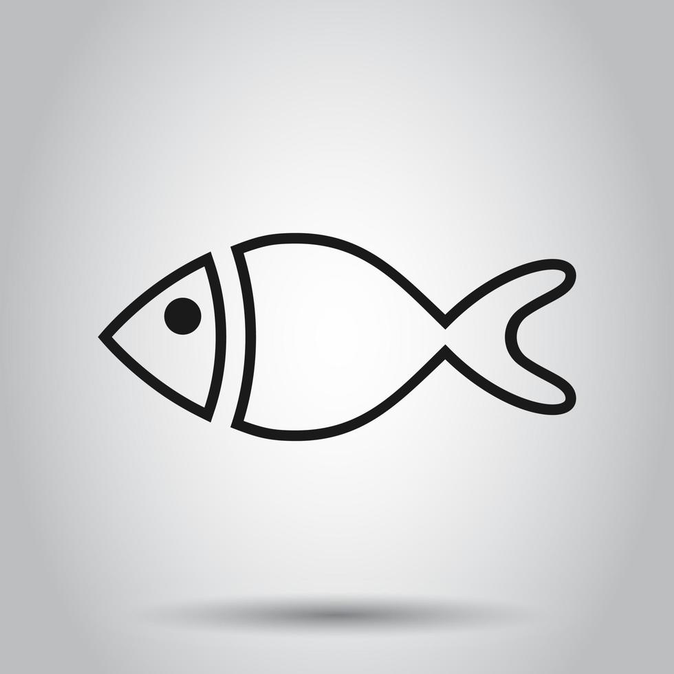 Fish sign icon in flat style. Goldfish vector illustration on isolated background. Seafood business concept.