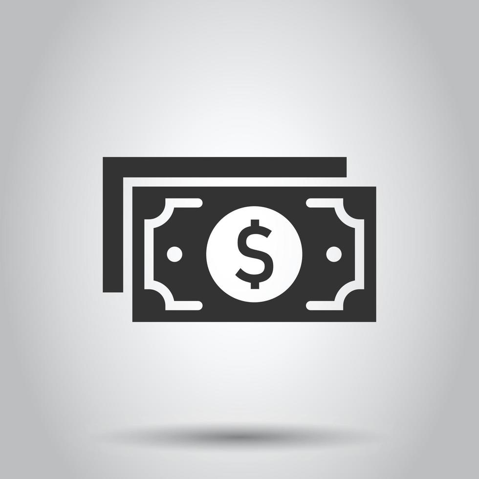 Money stack icon in flat style. Exchange cash vector illustration on white isolated background. Banknote bill business concept.