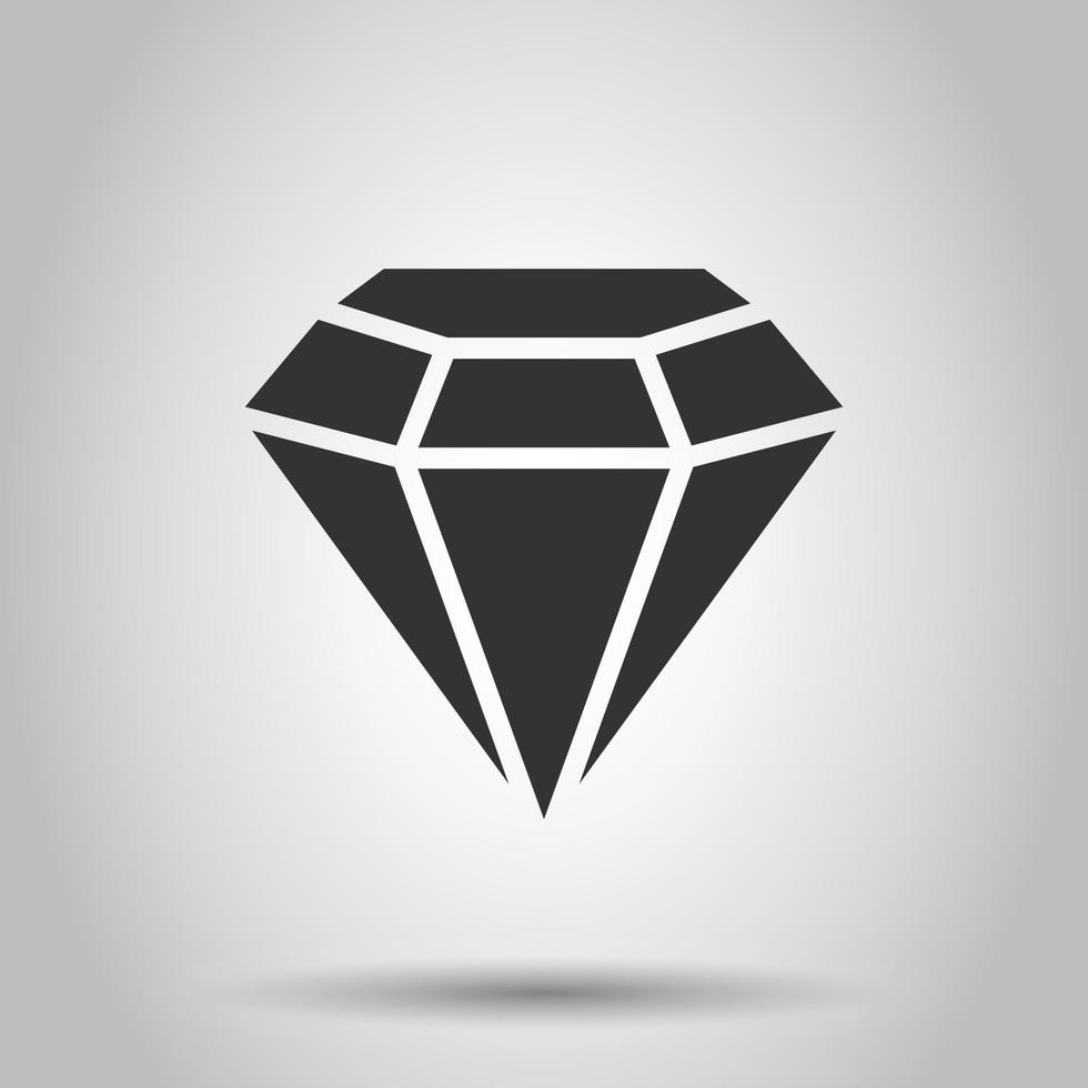 Diamond gem icon in flat style. Gemstone vector illustration on white isolated background. Jewelry brilliant business concept.