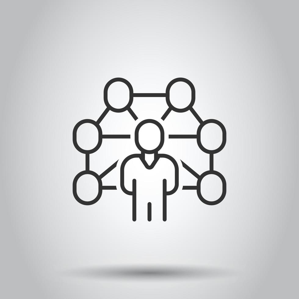Corporate organization chart with business people vector icon in flat style. People cooperation illustration on white background. Teamwork business concept.
