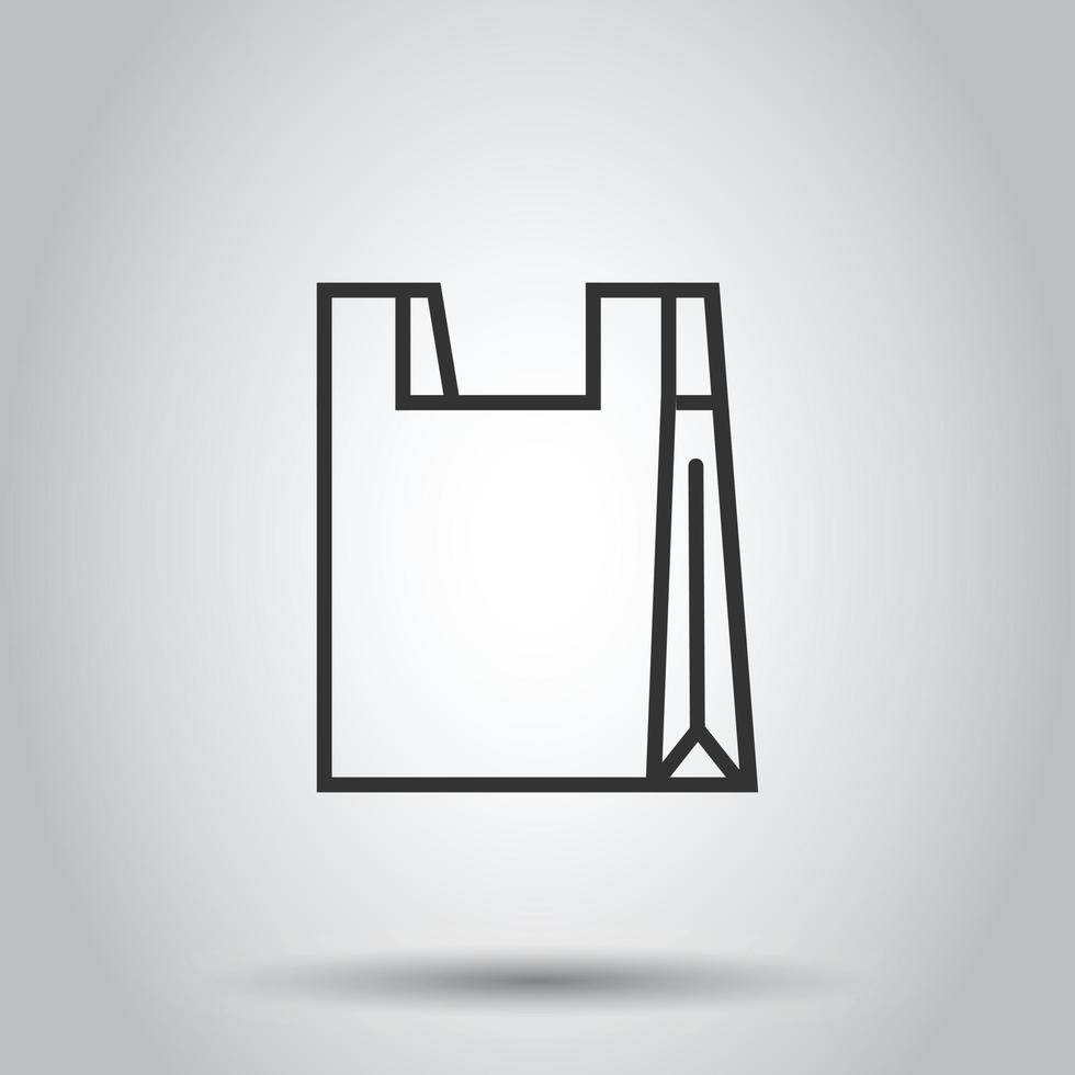icono de bolsa de compras en estilo plano. Ilustración de vector de signo de bolso sobre fondo blanco aislado. concepto de negocio de paquete.