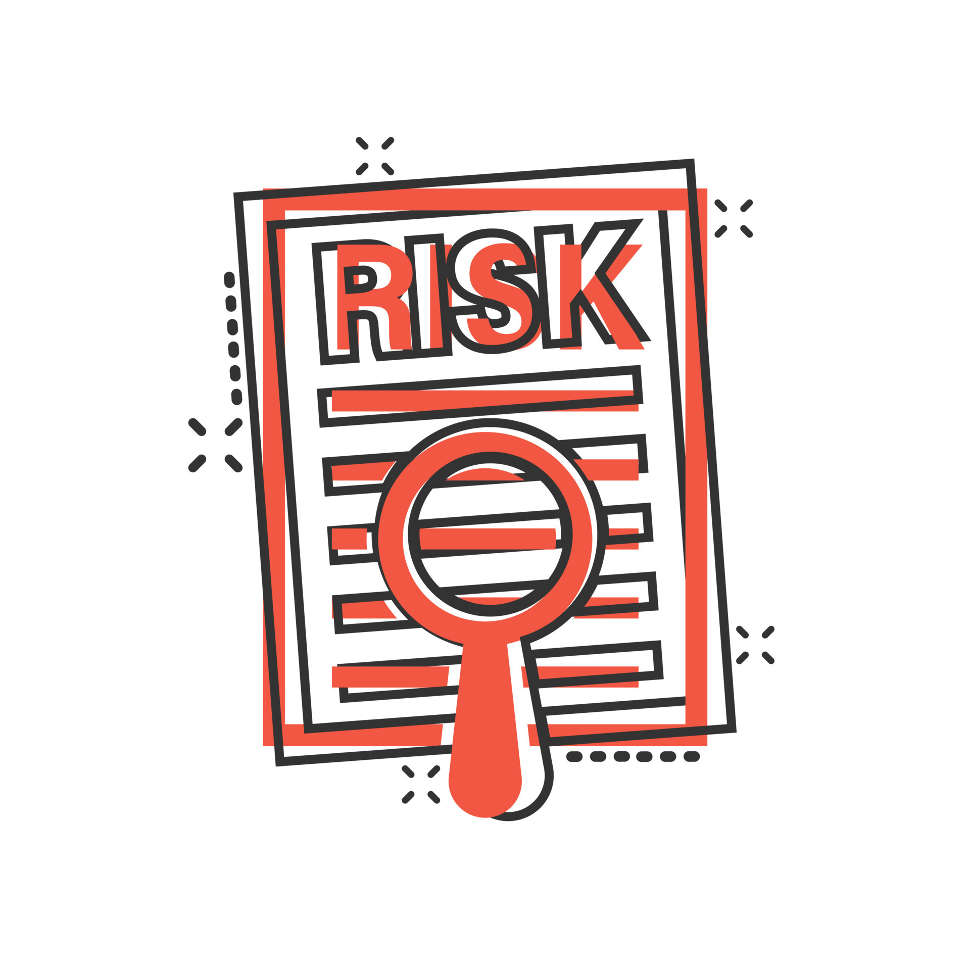 Risk level icon in comic style. Result cartoon vector illustration on