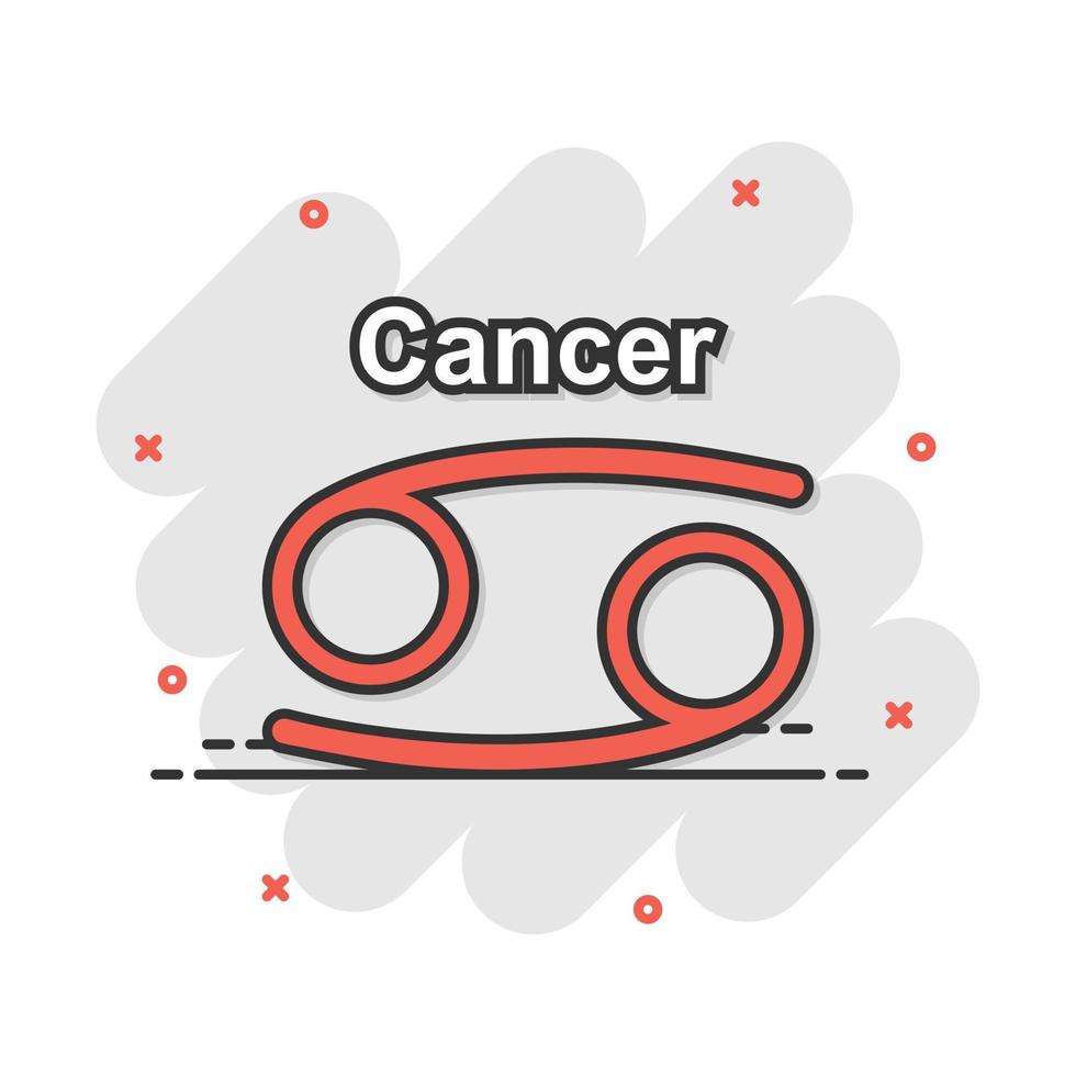 icono del zodiaco del cáncer de dibujos animados vectoriales en estilo cómico. pictograma de ilustración de signo de astrología. concepto de efecto de salpicadura de negocio de horóscopo de cáncer. vector