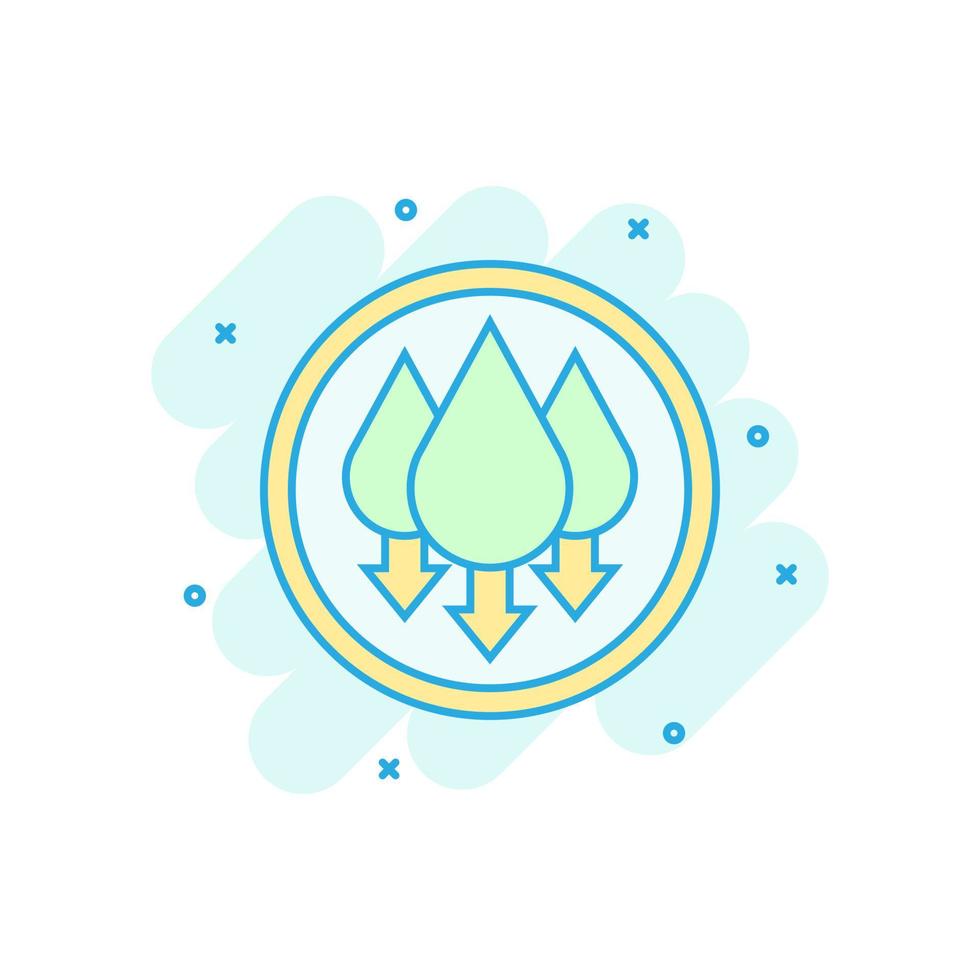 Humidity icon in comic style. Climate vector cartoon illustration on white isolated background. Temperature forecast business concept splash effect.