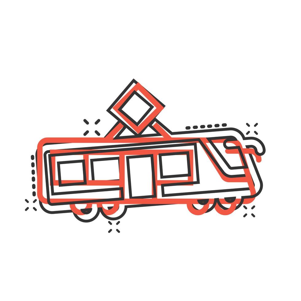 icono de metro en estilo cómico. tren metro dibujos animados vector ilustración sobre fondo blanco aislado. concepto de negocio de efecto de salpicadura de carga ferroviaria.