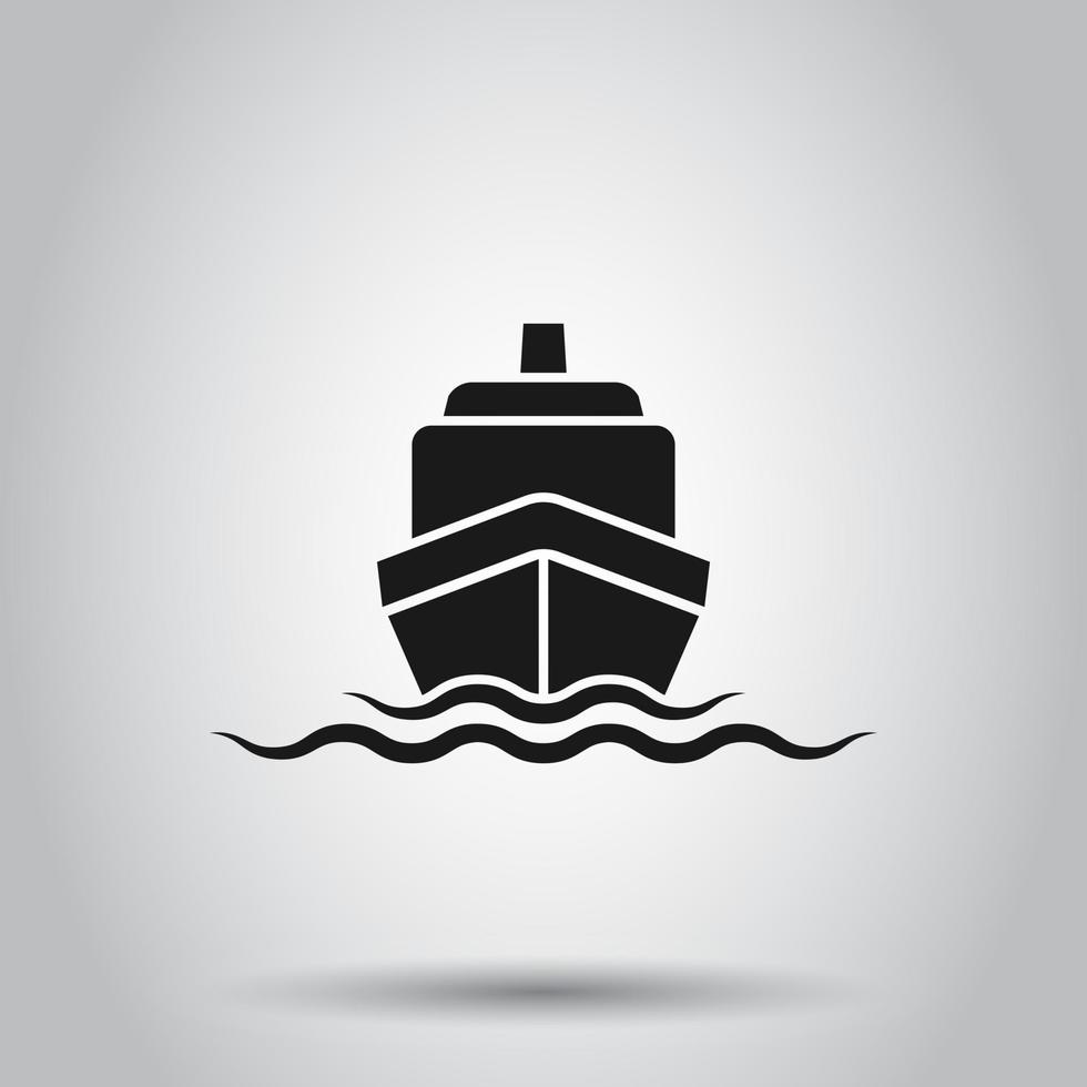 Embarcacion crucero firmar icono en plano estilo. carga barco vector ilustración en aislado antecedentes. buque negocio concepto.