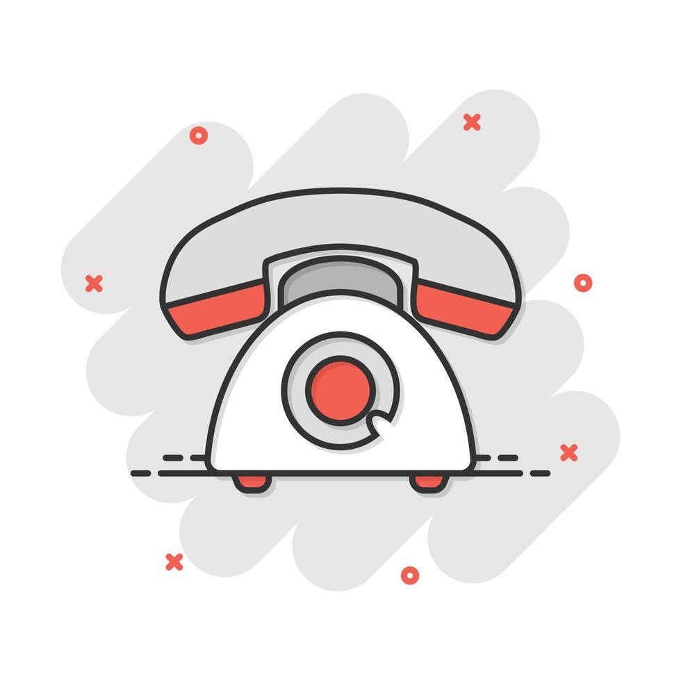 Vector cartoon phone icon in comic style. Telephone sign illustration pictogram. Phone business splash effect concept.