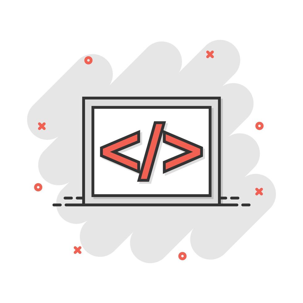 Vector cartoon open source icon in comic style. Api programming concept illustration pictogram. Programmer technology business splash effect concept.