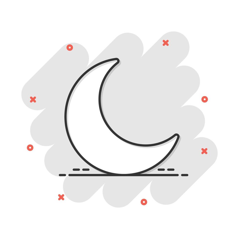 icono de luna y estrellas nocturnas de dibujos animados vectoriales en estilo cómico. pictograma de ilustración del concepto de noche lunar. concepto de efecto de salpicadura de negocio lunar. vector