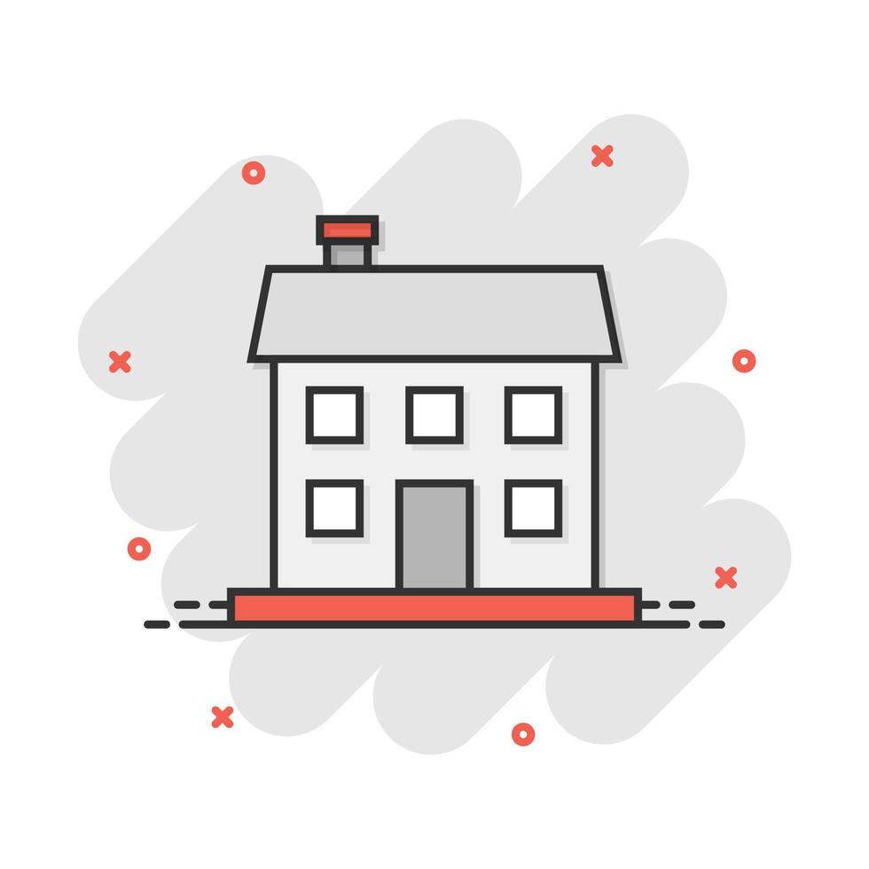 Vector cartoon house icon in comic style. Building sign illustration pictogram. House business splash effect concept.