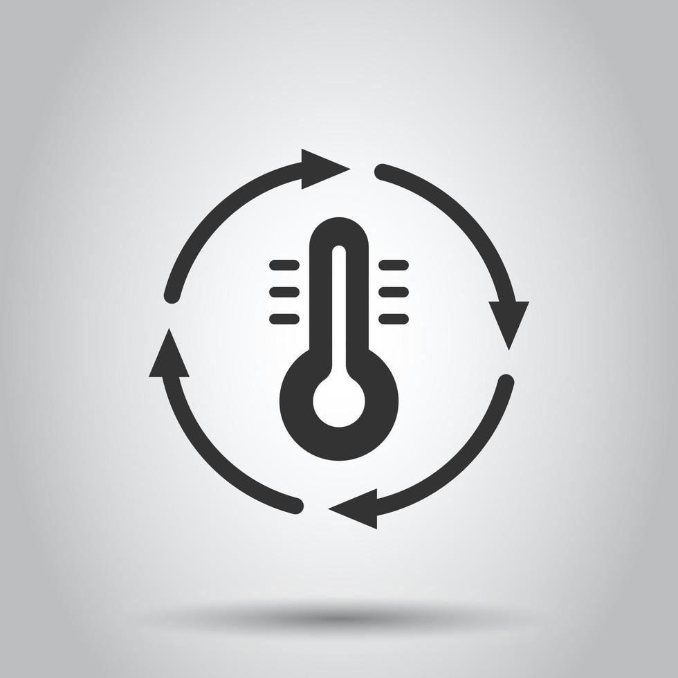 icono de control de temperatura del termómetro en estilo plano. Ilustración de vector de equilibrio meteorológico sobre fondo blanco aislado. concepto de negocio de temperatura fría y caliente.