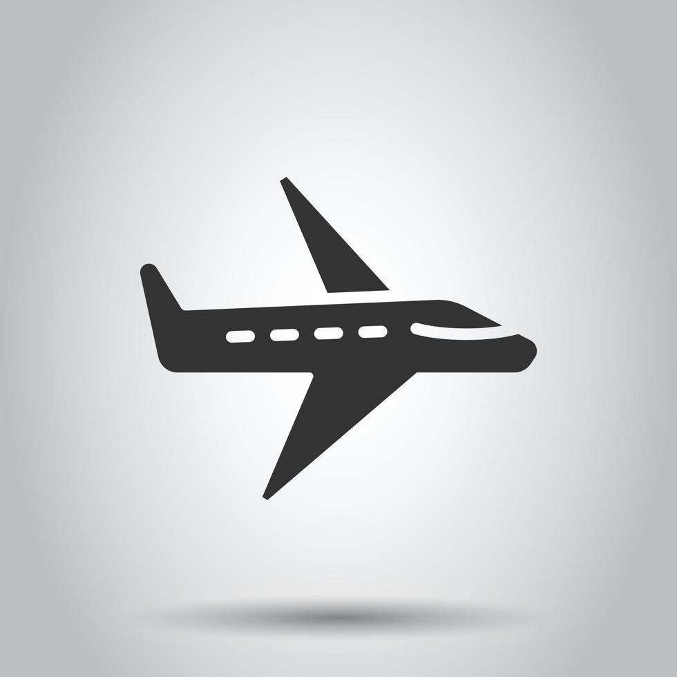 Plane icon in flat style. Airplane vector illustration on white isolated background. Flight airliner business concept.