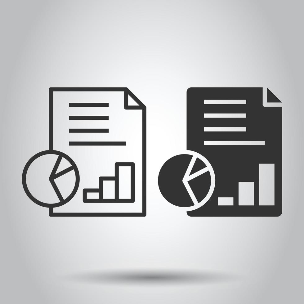 Financial statement icon in flat style. Document vector illustration on white isolated background. Report business concept.