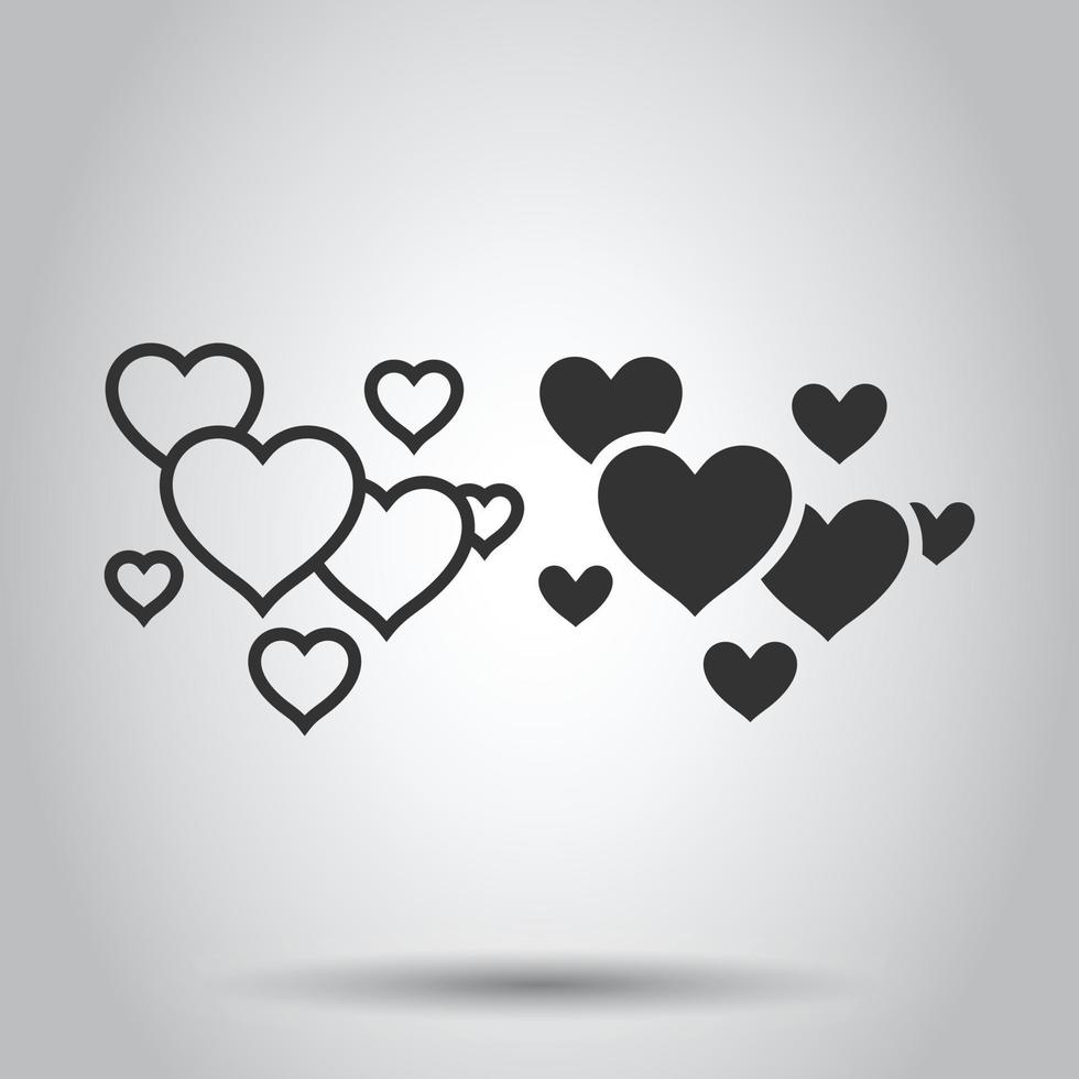 icono del corazón en estilo plano. Ilustración de vector de amor sobre fondo blanco aislado. concepto de negocio romántico.