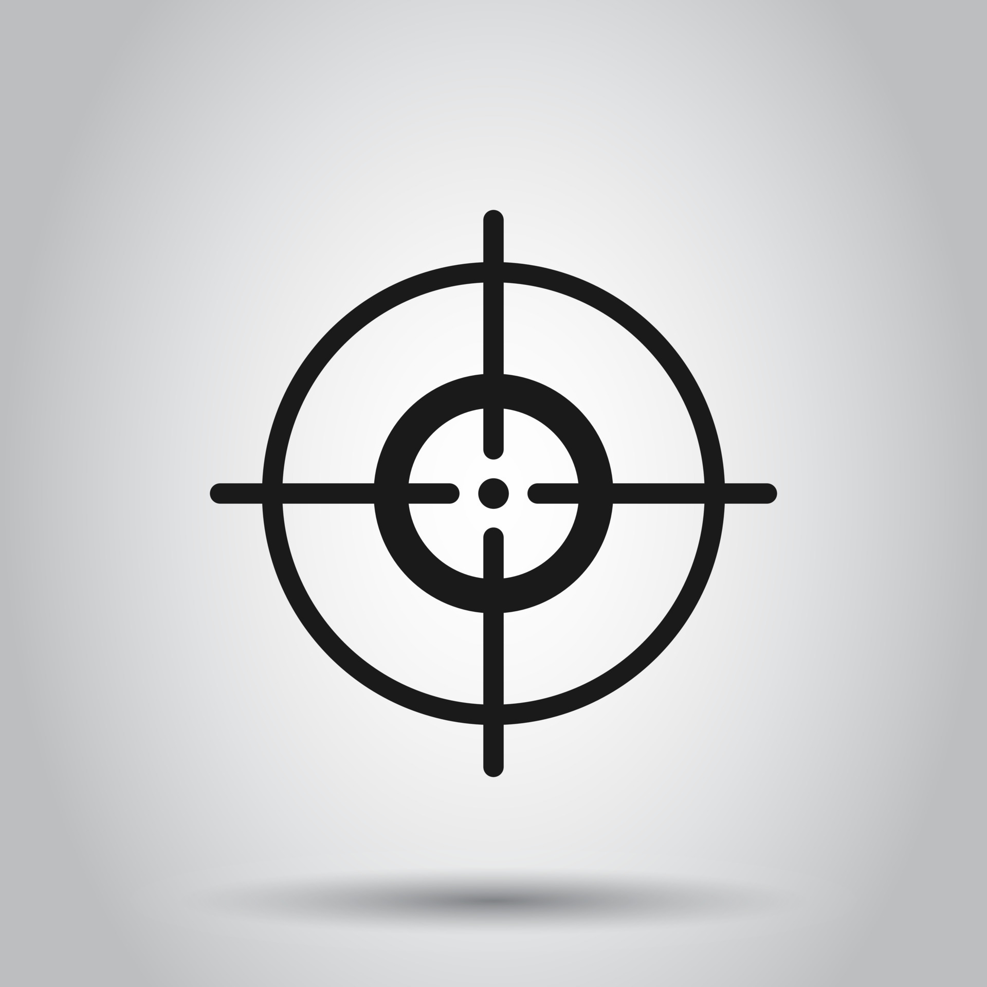 Shooting target vector icon in flat style. Aim sniper symbol illustration on isolated background
