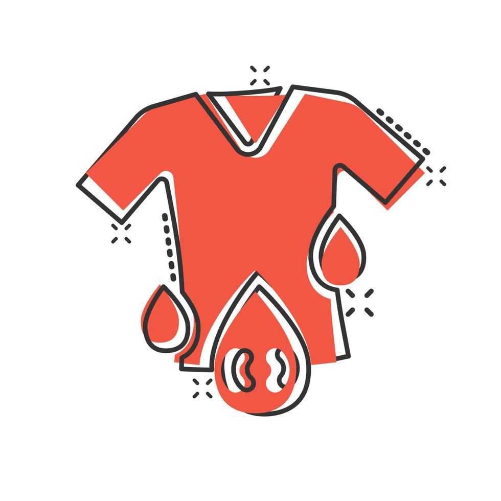 icono de lavado de camisetas en estilo cómico. ropa seca ilustración vectorial de dibujos animados sobre fondo blanco aislado. concepto de negocio de efecto de salpicadura de lavandería de camisa. vector