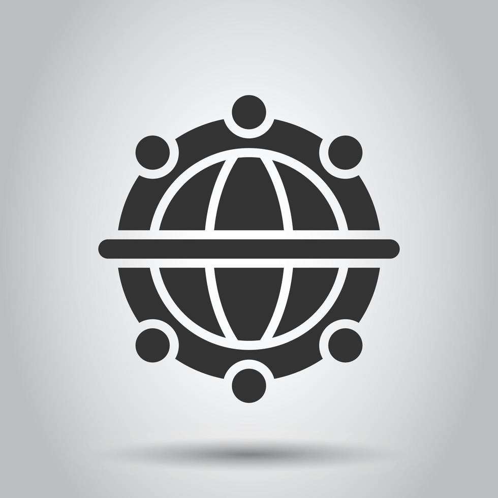 Earth planet icon in flat style. Globe geographic vector illustration on white isolated background. Global communication business concept.