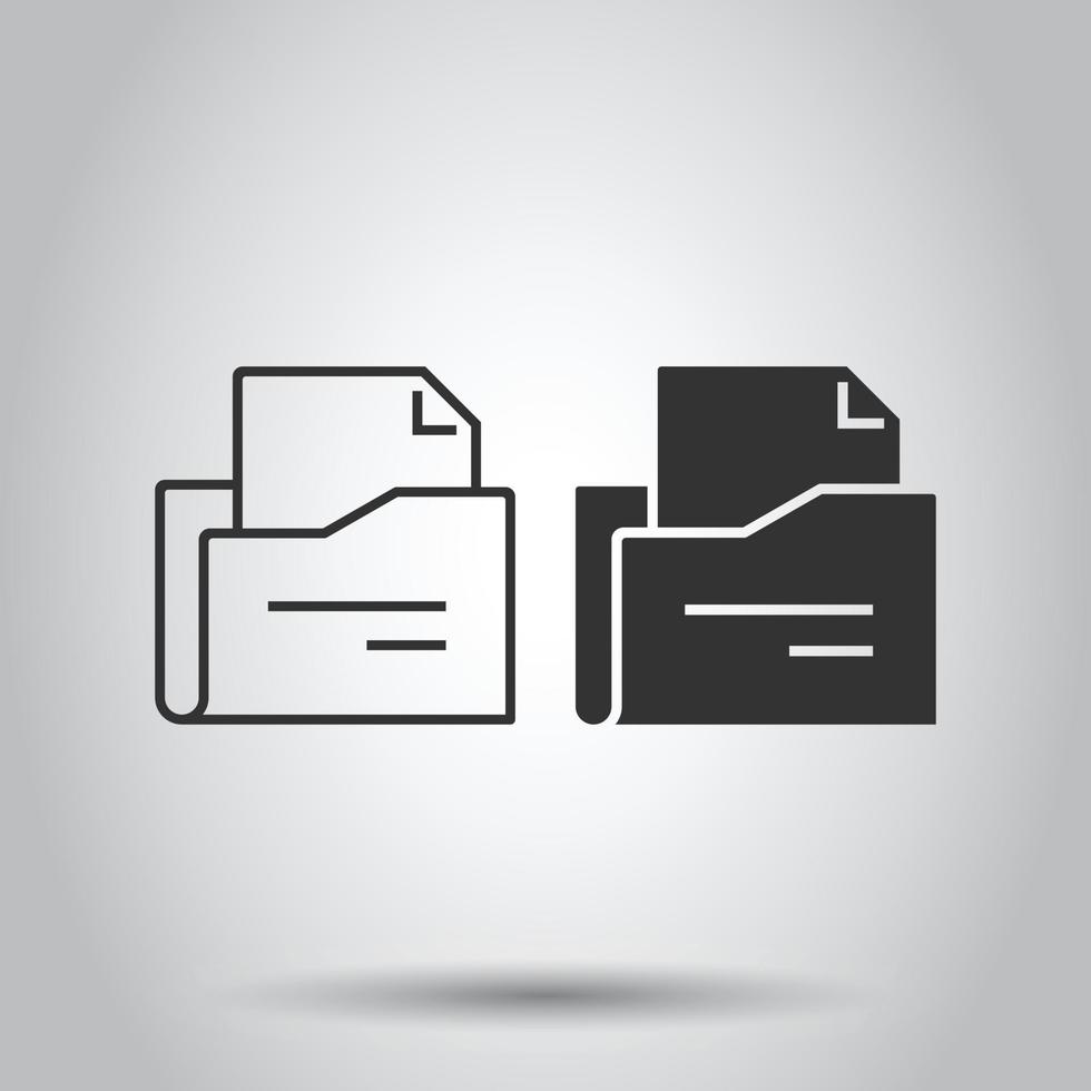 File folder icon in flat style. Documents archive vector illustration on isolated background. Storage business concept.