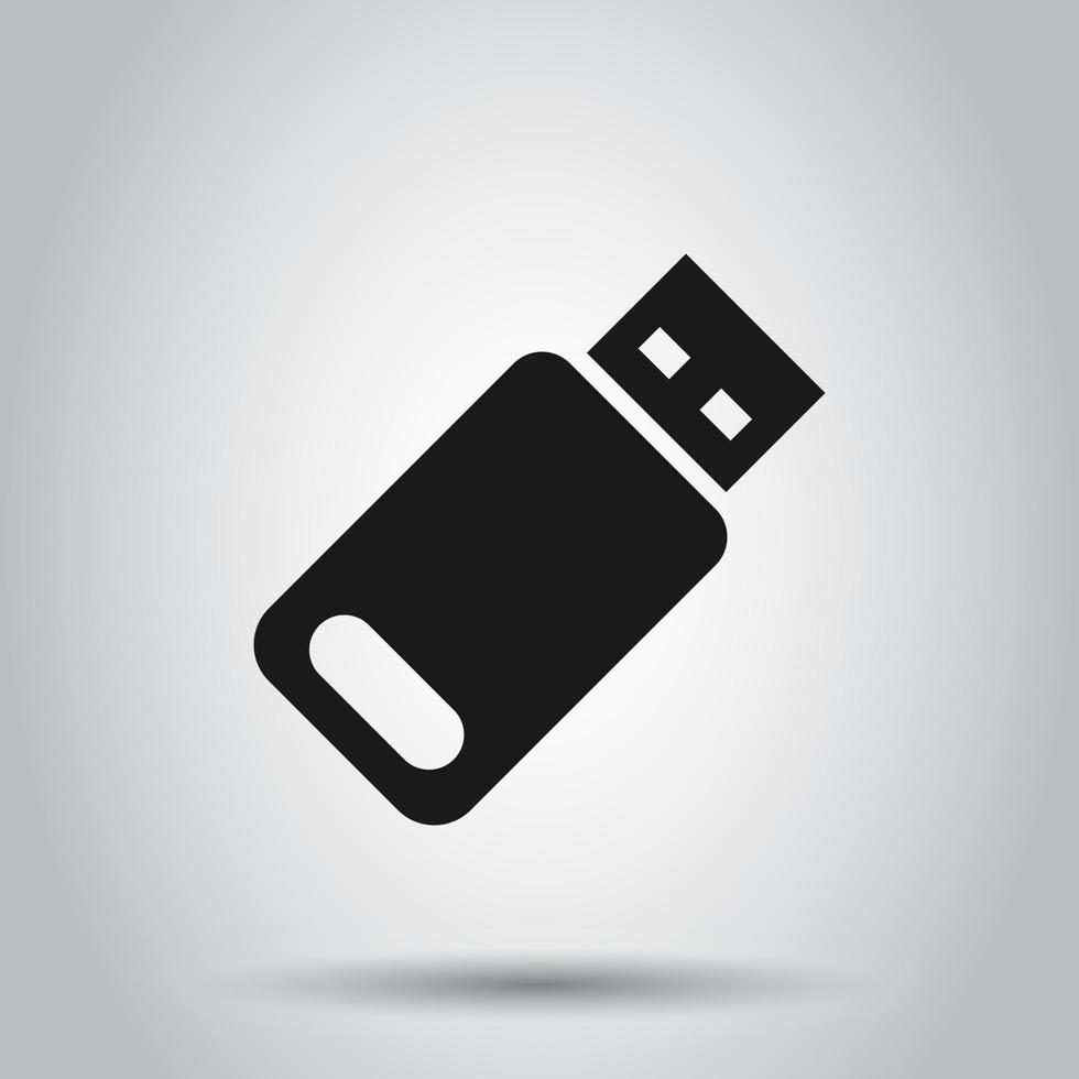 Usb drive icon in flat style. Flash disk vector illustration on isolated background. Digital memory business concept.