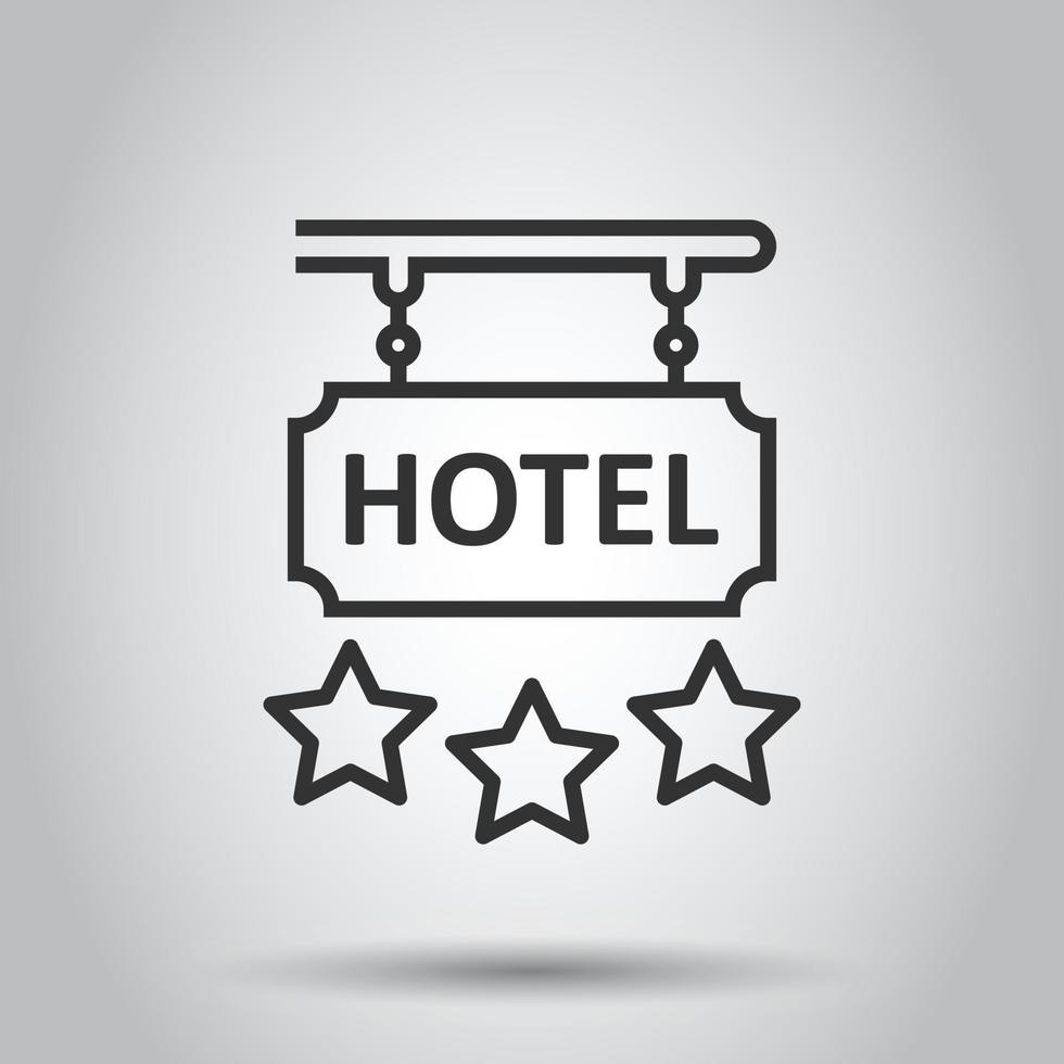 Hotel 3 stars sign icon in flat style. Inn vector illustration on white isolated background. Hostel room information business concept.