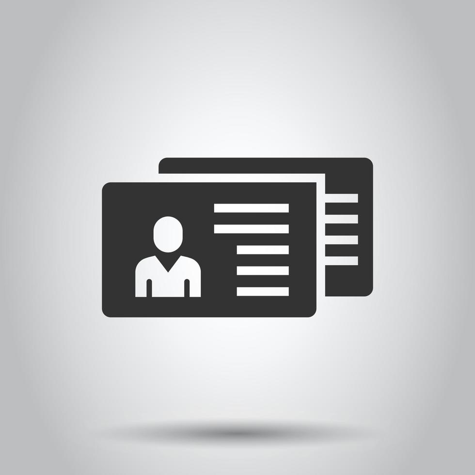 Resume icon in flat style. Contract document vector illustration on white isolated background. Paper notepad business concept.