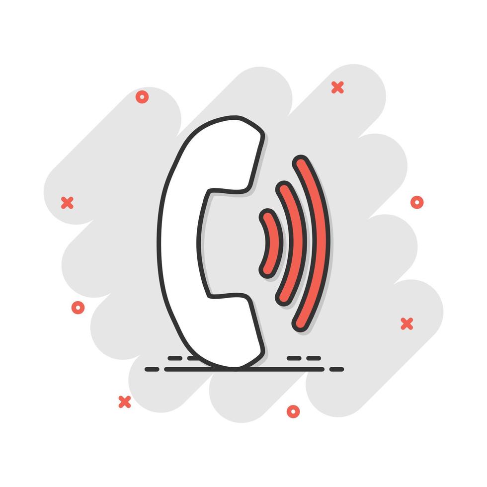 Vector cartoon phone icon in comic style. Contact, support service sign illustration pictogram. Telephone, communication business splash effect concept.