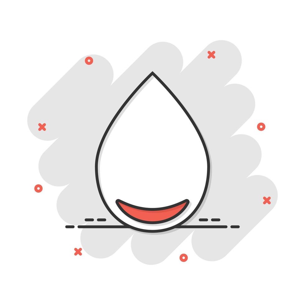 Water drop icon in comic style. Raindrop vector cartoon illustration pictogram. Droplet water blob business concept splash effect.