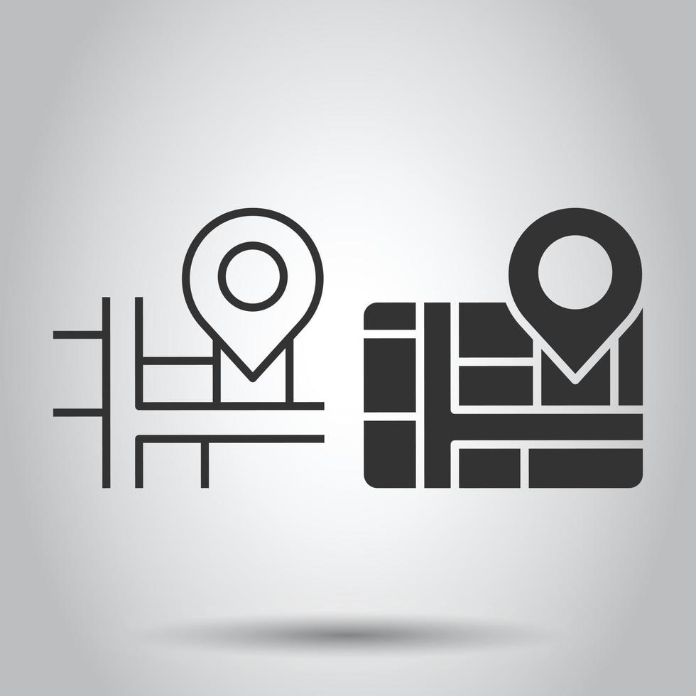 Map pin icon in flat style. gps navigation vector illustration on white isolated background. Locate position business concept.