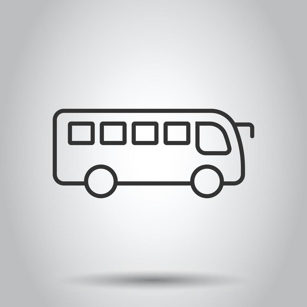 Bus icon in flat style. Coach vector illustration on white isolated background. Autobus vehicle business concept.